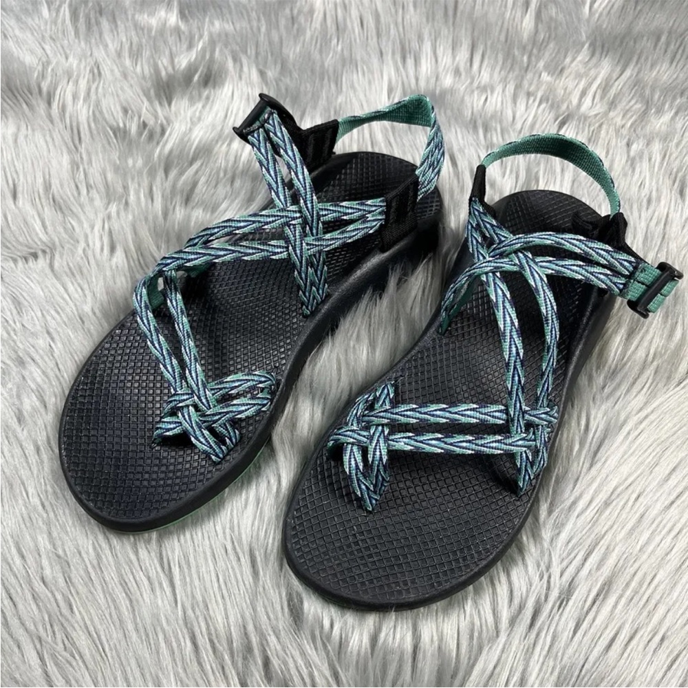 Chaco ZX2 Classic Dagger Strappy Green Blue Sandals Size 11